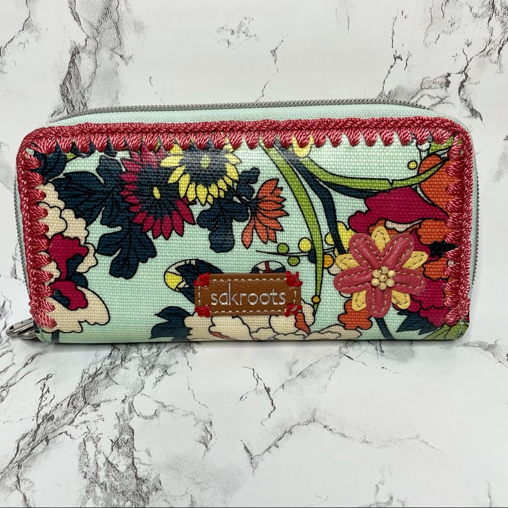 Sakroots | Peace Floral Zip Around Wallet Like New